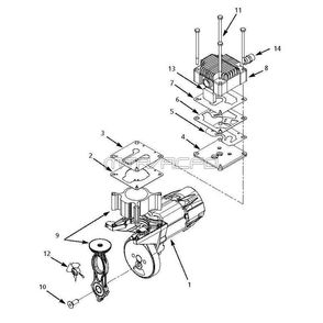 Pump Assembly Parts Diagram and Parts List for WL650200AJ  Campbell Hausfeld Compressor